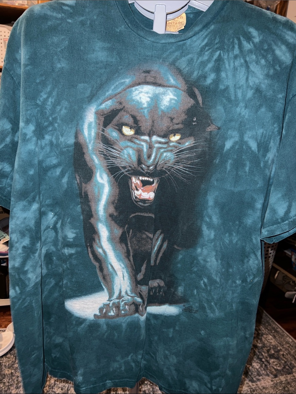 Vintage The Mountain Black Panther Tie Dye T-Shirt XXL Y2K Graphic Tee Oversized